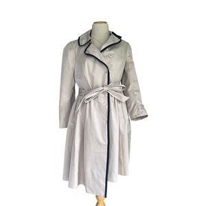 Elevenses Trench Coat Size 6 M Belted Contrast Trim Butterfly Preppy‎ Old Money
